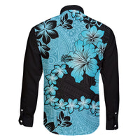 Blue Hawaii Family Matching Off Shoulder Short Dress and Hawaiian Shirt Tapa Cloth Mix Tropical Flowers Pastel Vibes - Wonder Print Shop