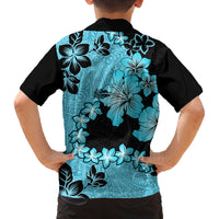 Blue Hawaii Family Matching Summer Maxi Dress and Hawaiian Shirt Tapa Cloth Mix Tropical Flowers Pastel Vibes - Wonder Print Shop