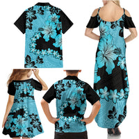 Blue Hawaii Family Matching Summer Maxi Dress and Hawaiian Shirt Tapa Cloth Mix Tropical Flowers Pastel Vibes - Wonder Print Shop