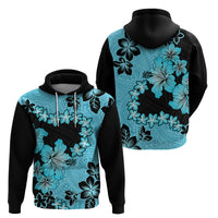 Blue Hawaii Hoodie Tapa Cloth Mix Tropical Flowers Pastel Vibes - Wonder Print Shop