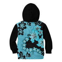 Blue Hawaii Kid Hoodie Tapa Cloth Mix Tropical Flowers Pastel Vibes - Wonder Print Shop