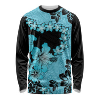 Blue Hawaii Long Sleeve Shirt Tapa Cloth Mix Tropical Flowers Pastel Vibes - Wonder Print Shop