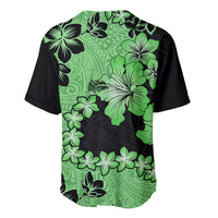 Green Hawaii Baseball Jersey Tapa Cloth Mix Tropical Flowers Pastel Vibes - Wonder Print Shop