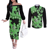 green-hawaii-couples-matching-off-the-shoulder-long-sleeve-dress-and-long-sleeve-button-shirt-tapa-cloth-mix-tropical-flowers-pastel-vibes