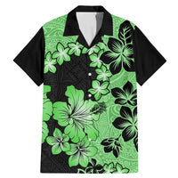 Green Hawaii Family Matching Mermaid Dress and Hawaiian Shirt Tapa Cloth Mix Tropical Flowers Pastel Vibes - Wonder Print Shop