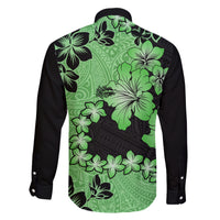 Green Hawaii Family Matching Short Sleeve Bodycon Dress and Hawaiian Shirt Tapa Cloth Mix Tropical Flowers Pastel Vibes - Wonder Print Shop