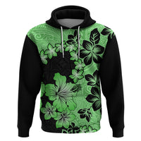 Green Hawaii Hoodie Tapa Cloth Mix Tropical Flowers Pastel Vibes - Wonder Print Shop
