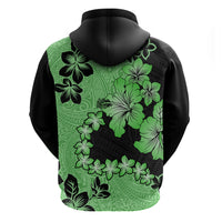 Green Hawaii Hoodie Tapa Cloth Mix Tropical Flowers Pastel Vibes - Wonder Print Shop