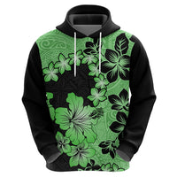 Green Hawaii Hoodie Tapa Cloth Mix Tropical Flowers Pastel Vibes - Wonder Print Shop