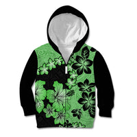 Green Hawaii Kid Hoodie Tapa Cloth Mix Tropical Flowers Pastel Vibes - Wonder Print Shop