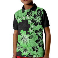 Green Hawaii Kid Polo Shirt Tapa Cloth Mix Tropical Flowers Pastel Vibes - Wonder Print Shop