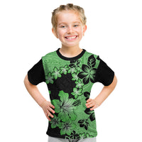 Green Hawaii Kid T Shirt Tapa Cloth Mix Tropical Flowers Pastel Vibes - Wonder Print Shop