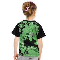 Green Hawaii Kid T Shirt Tapa Cloth Mix Tropical Flowers Pastel Vibes - Wonder Print Shop