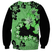 Green Hawaii Sweatshirt Tapa Cloth Mix Tropical Flowers Pastel Vibes - Wonder Print Shop