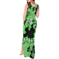 Green Hawaii Tank Maxi Dress Tapa Cloth Mix Tropical Flowers Pastel Vibes - Wonder Print Shop