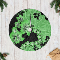 Green Hawaii Tree Skirt Tapa Cloth Mix Tropical Flowers Pastel Vibes - Wonder Print Shop
