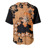 Orange Hawaii Baseball Jersey Tapa Cloth Mix Tropical Flowers Pastel Vibes - Wonder Print Shop