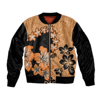 Orange Hawaii Bomber Jacket Tapa Cloth Mix Tropical Flowers Pastel Vibes - Wonder Print Shop