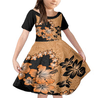 Orange Hawaii Family Matching Mermaid Dress and Hawaiian Shirt Tapa Cloth Mix Tropical Flowers Pastel Vibes - Wonder Print Shop