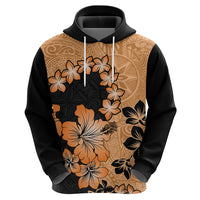 Orange Hawaii Hoodie Tapa Cloth Mix Tropical Flowers Pastel Vibes - Wonder Print Shop