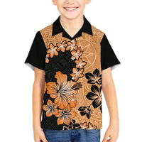 Orange Hawaii Kid Hawaiian Shirt Tapa Cloth Mix Tropical Flowers Pastel Vibes - Wonder Print Shop