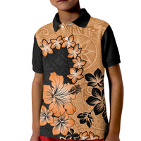 Orange Hawaii Kid Polo Shirt Tapa Cloth Mix Tropical Flowers Pastel Vibes - Wonder Print Shop