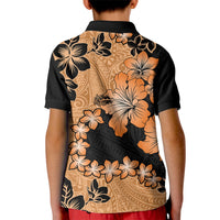 Orange Hawaii Kid Polo Shirt Tapa Cloth Mix Tropical Flowers Pastel Vibes - Wonder Print Shop