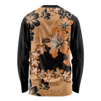 Orange Hawaii Long Sleeve Shirt Tapa Cloth Mix Tropical Flowers Pastel Vibes - Wonder Print Shop