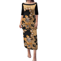 Orange Hawaii Puletasi Tapa Cloth Mix Tropical Flowers Pastel Vibes - Wonder Print Shop