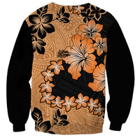 Orange Hawaii Sweatshirt Tapa Cloth Mix Tropical Flowers Pastel Vibes - Wonder Print Shop