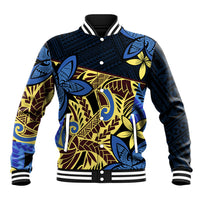 Polynesia Fabric Baseball Jacket Polynesian Tribal With Frangipani Flowers - Wonder Print Shop