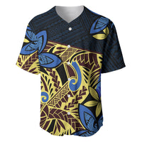 Polynesia Fabric Baseball Jersey Polynesian Tribal With Frangipani Flowers - Wonder Print Shop