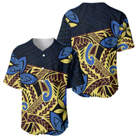 Polynesia Fabric Baseball Jersey Polynesian Tribal With Frangipani Flowers - Wonder Print Shop