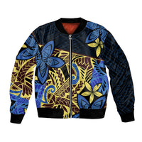 Polynesia Fabric Bomber Jacket Polynesian Tribal With Frangipani Flowers - Wonder Print Shop
