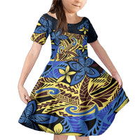 Polynesia Fabric Family Matching Mermaid Dress and Hawaiian Shirt Polynesian Tribal With Frangipani Flowers - Wonder Print Shop