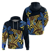 Polynesia Fabric Hoodie Polynesian Tribal With Frangipani Flowers - Wonder Print Shop