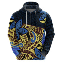 Polynesia Fabric Hoodie Polynesian Tribal With Frangipani Flowers - Wonder Print Shop