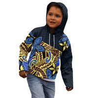 Polynesia Fabric Kid Hoodie Polynesian Tribal With Frangipani Flowers - Wonder Print Shop