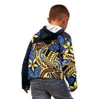 Polynesia Fabric Kid Hoodie Polynesian Tribal With Frangipani Flowers - Wonder Print Shop