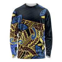 Polynesia Fabric Long Sleeve Shirt Polynesian Tribal With Frangipani Flowers - Wonder Print Shop