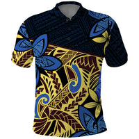 Polynesia Fabric Polo Shirt Polynesian Tribal With Frangipani Flowers - Wonder Print Shop