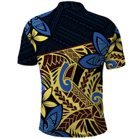 Polynesia Fabric Polo Shirt Polynesian Tribal With Frangipani Flowers - Wonder Print Shop