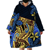 Polynesia Fabric Wearable Blanket Hoodie Polynesian Tribal With Frangipani Flowers - Wonder Print Shop