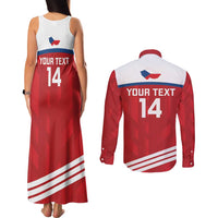 Custom Czech Republic Football Couples Matching Tank Maxi Dress and Long Sleeve Button Shirt Go Czechia - Sporty Style - Wonder Print Shop