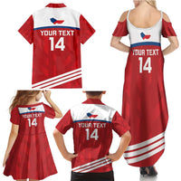 Custom Czech Republic Football Family Matching Summer Maxi Dress and Hawaiian Shirt Go Czechia - Sporty Style - Wonder Print Shop