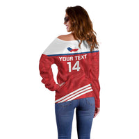 Custom Czech Republic Football Off Shoulder Sweater Go Czechia - Sporty Style - Wonder Print Shop