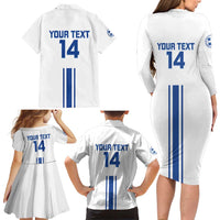 Custom Greece Football Family Matching Long Sleeve Bodycon Dress and Hawaiian Shirt Go Ethniki - Sporty Style - Wonder Print Shop