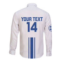 Custom Greece Football Long Sleeve Button Shirt Go Ethniki - Sporty Style - Wonder Print Shop