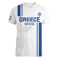 Custom Greece Football Women V-Neck T-Shirt Go Ethniki - Sporty Style - Wonder Print Shop