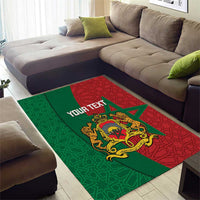 Personalised Morocco Area Rug Moroccan Green Star With Moorish Pattern - Wonder Print Shop